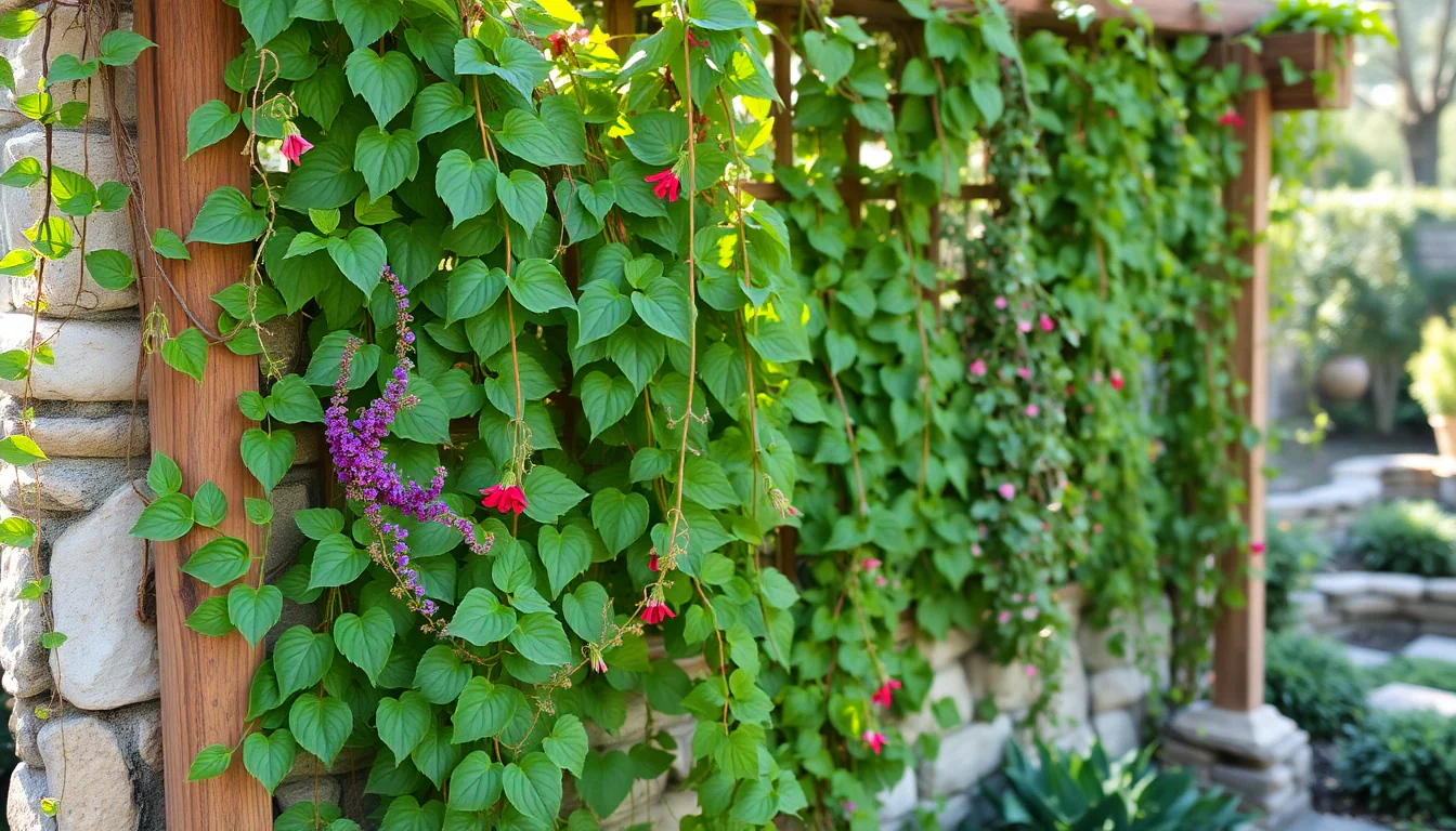 Climbing plants that brighten walls.
